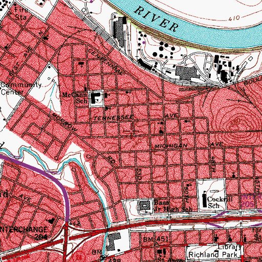 Topographic Map of Guiding Light Pentecostal Church, TN