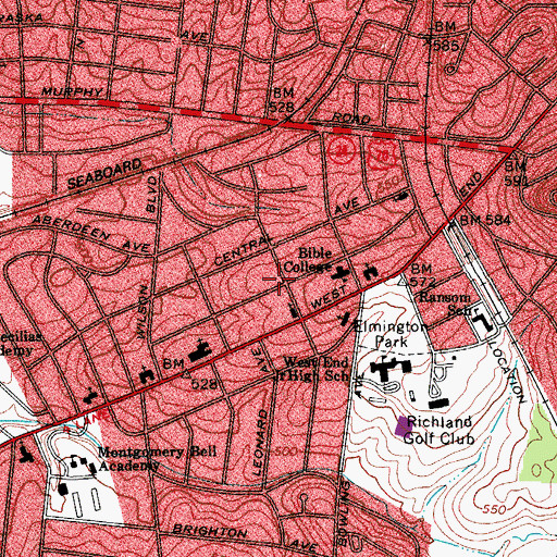 Topographic Map of Christian Church in Tennessee, TN