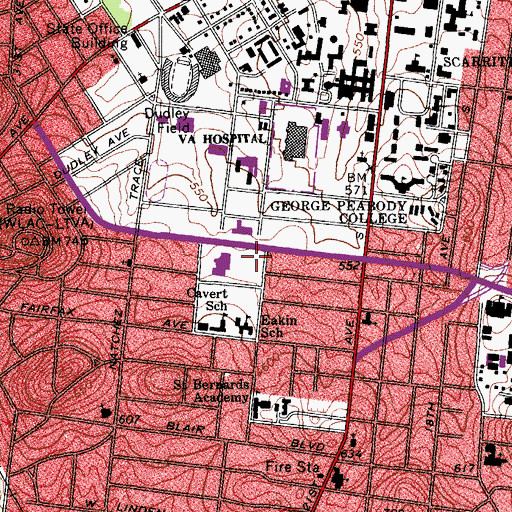 Topographic Map of Blakemore Primitive Baptist Church, TN