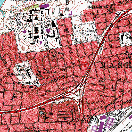 Topographic Map of Saint Phillip United Methodist Church, TN