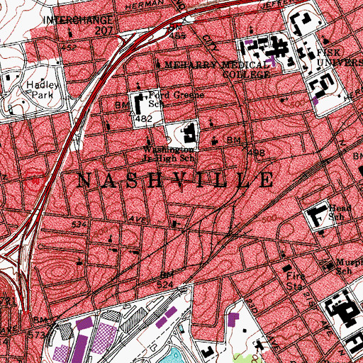 Topographic Map of Hamilton Tabernacle Baptist Church, TN