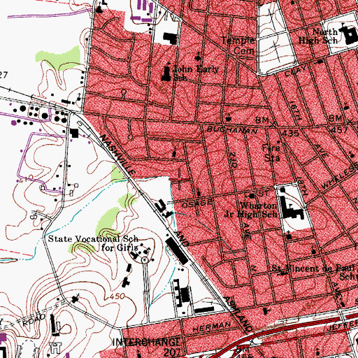 Topographic Map of James Tabernacle Baptist Church, TN