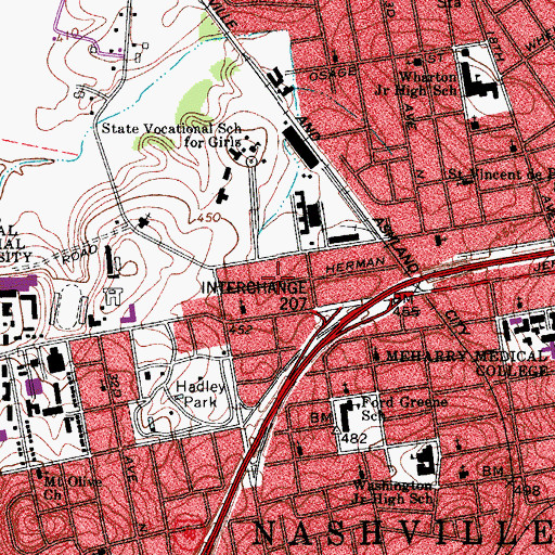Topographic Map of House of God Church, TN
