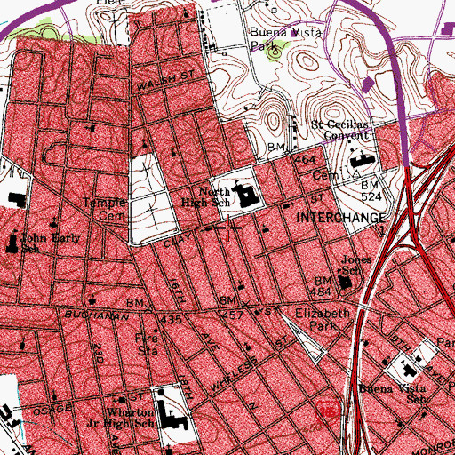 Topographic Map of John Spiritual Temple, TN