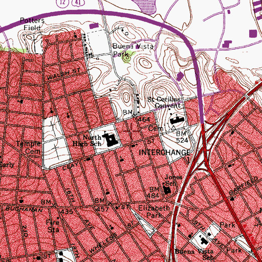 Topographic Map of Grace Memorial True Faith Holiness Church, TN