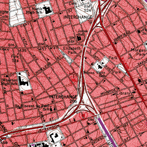 Topographic Map of Bethelehem Temple Church, TN
