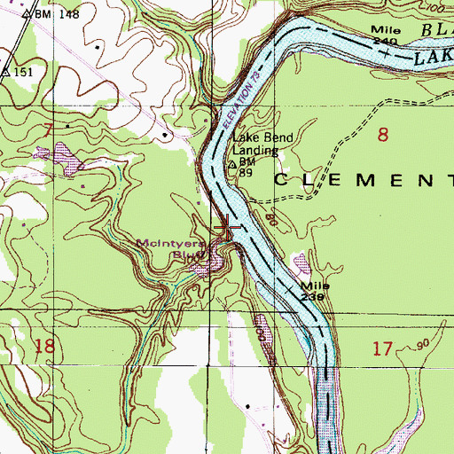 Topographic Map of McIntyers Shoals, AL