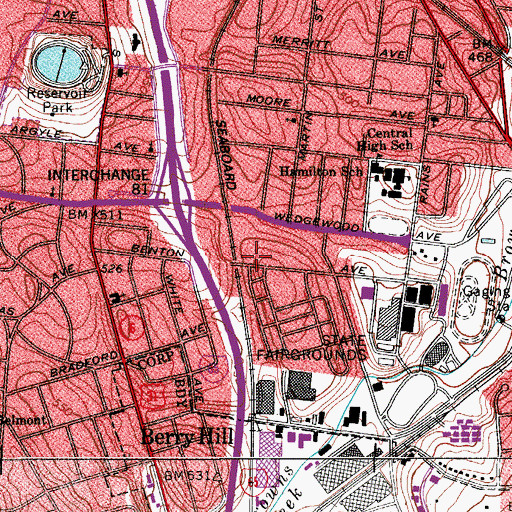 Topographic Map of Benton Avenue Baptist Church, TN