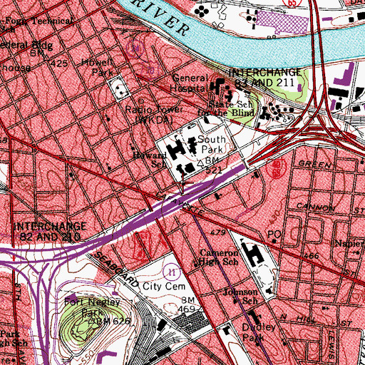 Topographic Map of Lindsley Avenue Church of Christ, TN