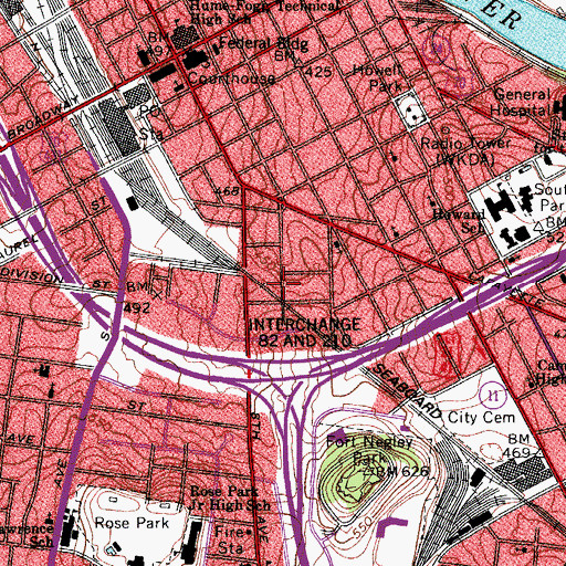 Topographic Map of Claiborne Street Baptist Church, TN
