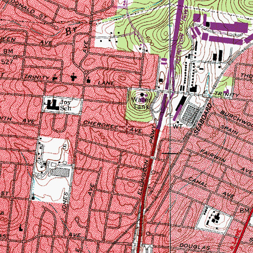Topographic Map of Cherokee Baptist Church, TN