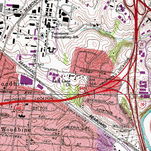 Topographic Map of Lyle Lane Baptist Chapel, TN