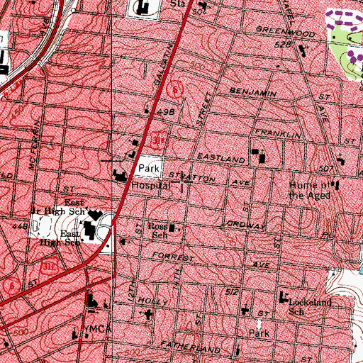 Topographic Map of Gospel Truth Missionary Baptist Church, TN