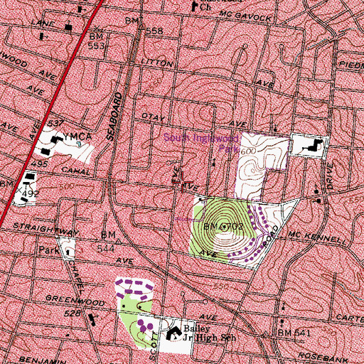 Topographic Map of East Nashville General Baptist Church, TN