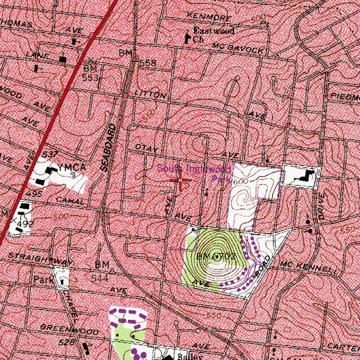 Topographic Map of Scott Avenue Church of Christ, TN