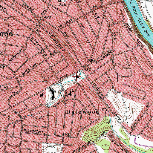 Topographic Map of Dalewood Baptist Church, TN