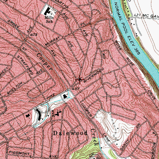 Topographic Map of Riverwood Church of Christ, TN