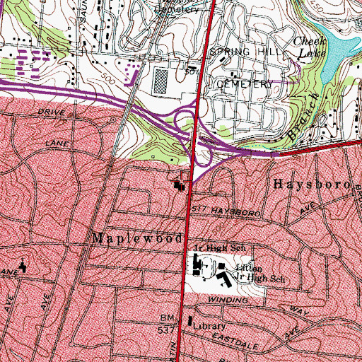 Topographic Map of Gallatin Road Baptist Church, TN