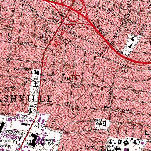 Topographic Map of First Unitarian Universalist Church, TN