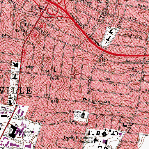 Topographic Map of First Unity Church, TN
