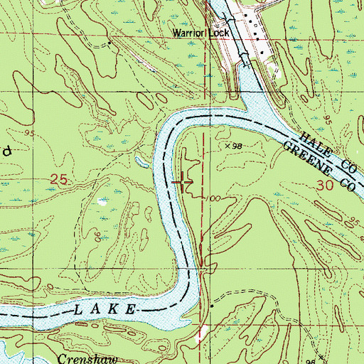 Topographic Map of Meltons Bluff, AL