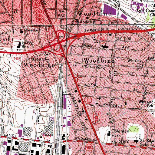 Topographic Map of Liberty Baptist Church, TN