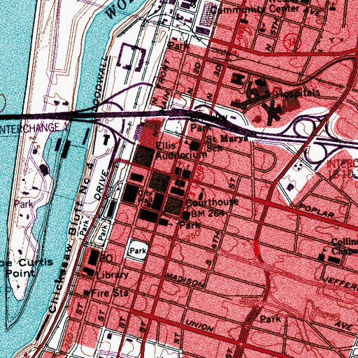 Topographic Map of Memphis, TN