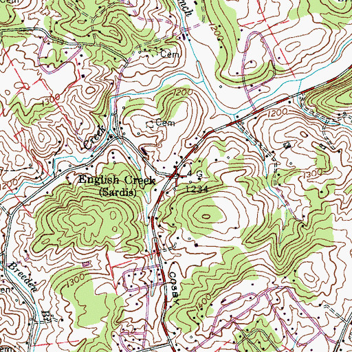 Topographic Map of English Creek, TN
