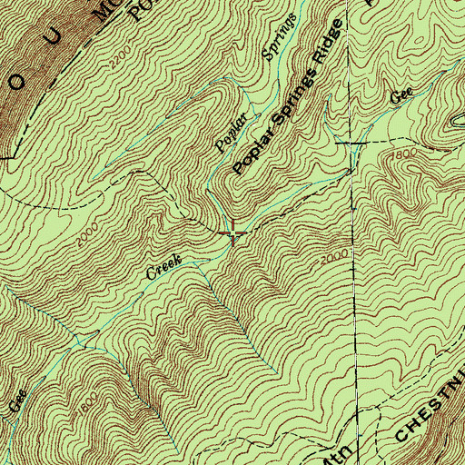 Topographic Map of Gee Creek Wilderness, TN