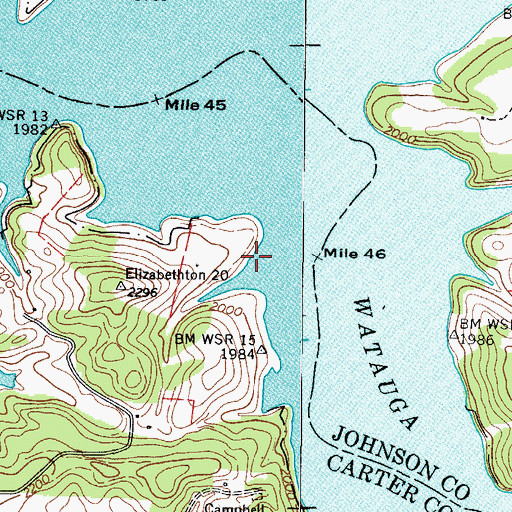 Topographic Map of Little Milligan Boating Site, TN