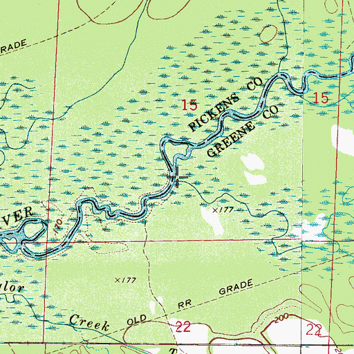 Topographic Map of Middle Creek, AL