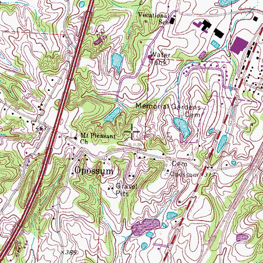 Topographic Map of Mount Pleasant Cemetery, TN