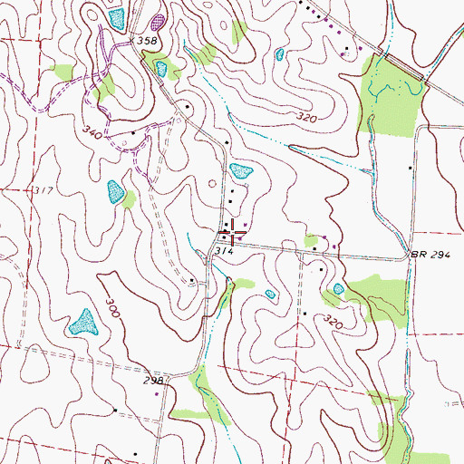 Topographic Map of Paradise School (historical), TN