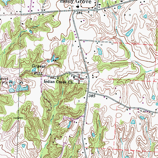 Topographic Map of Indian Creek Cemetery, TN