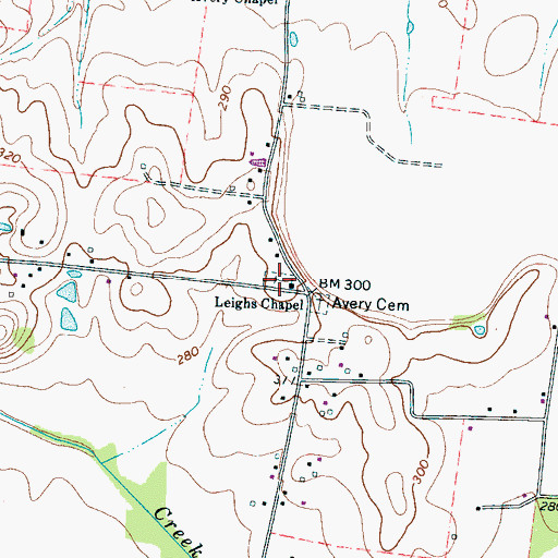 Topographic Map of Leighs Chapel Cemetery, TN