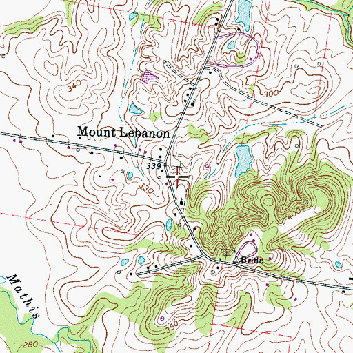 Topographic Map of Mount Lebanon Cemetery, TN