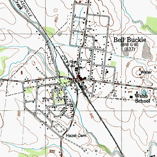 Topographic Map of Bell Buckle Historic District, TN
