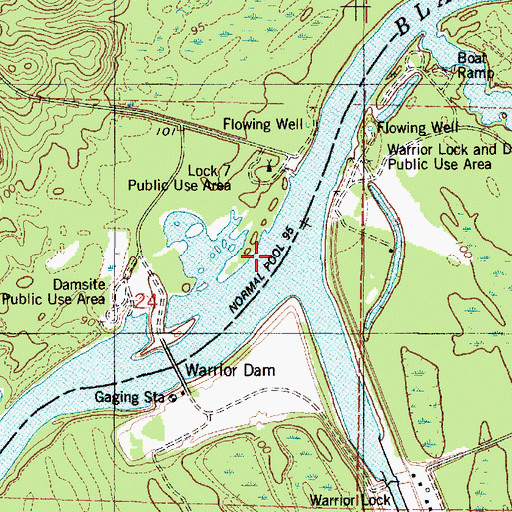 Topographic Map of Milkhouse Bar, AL