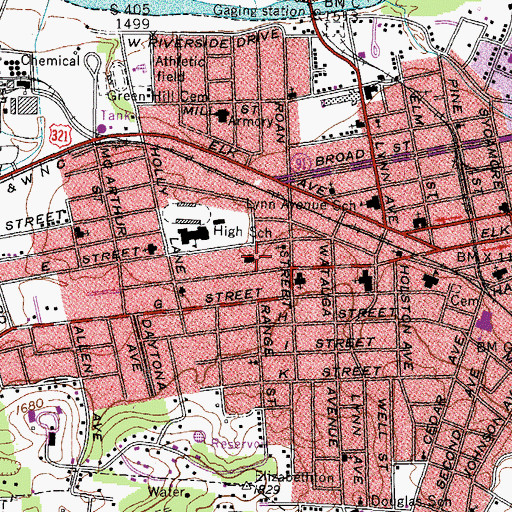 Topographic Map of First Presbyterian Church, TN