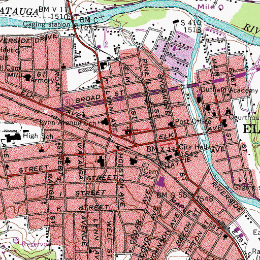 Topographic Map of First United Methodist Church, TN