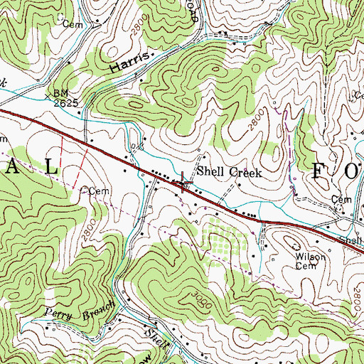 Topographic Map of Lower Shell Creek Christian Church, TN