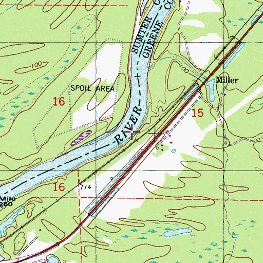 Topographic Map of Millers Landing (historical), AL