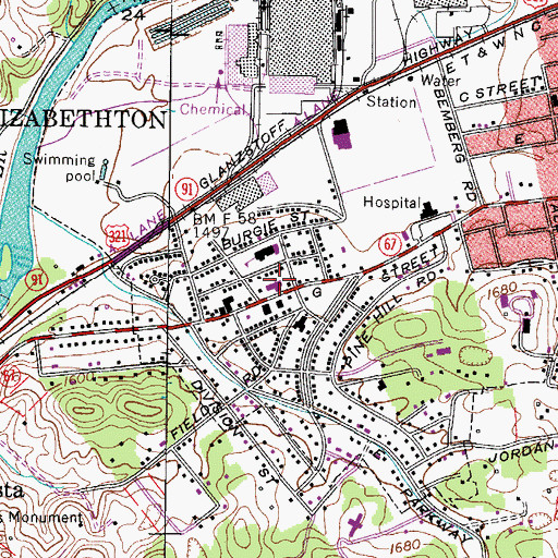 Topographic Map of Westside Christian Church, TN