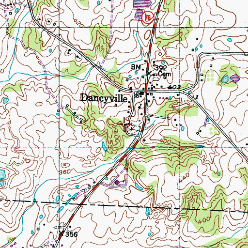 Topographic Map of Dancyville United Methodist Church, TN