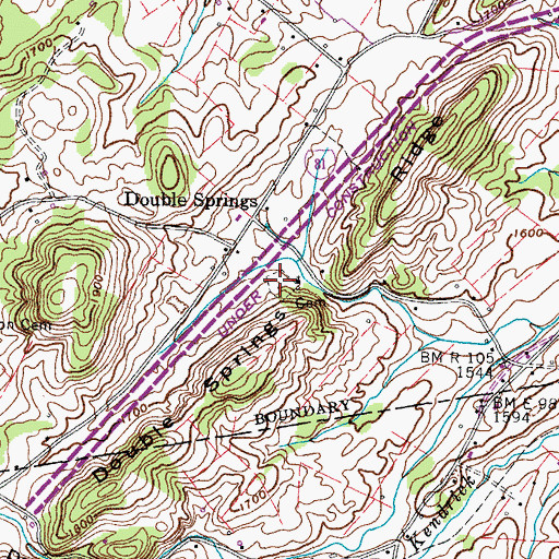Topographic Map of Double Springs Cemetery, TN