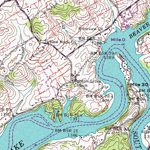 Topographic Map of Holston Grove Cemetery, TN