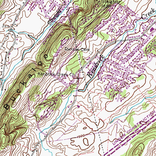 Topographic Map of Kendricks Creek Cemetery, TN