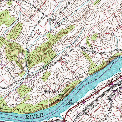 Topographic Map of Mauk Cemetery, TN