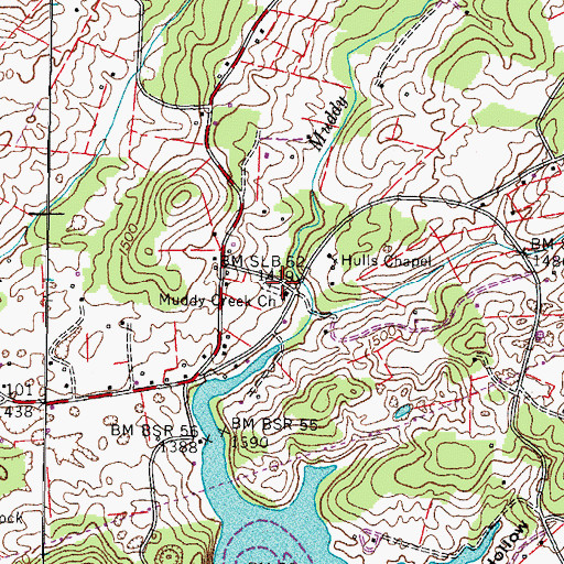 Topographic Map of Muddy Creek Cemetery, TN