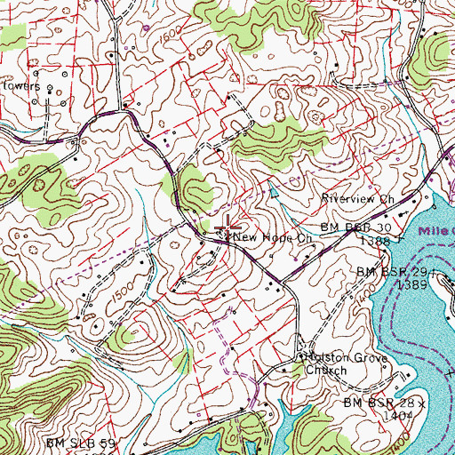 Topographic Map of New Hope Cemetery, TN